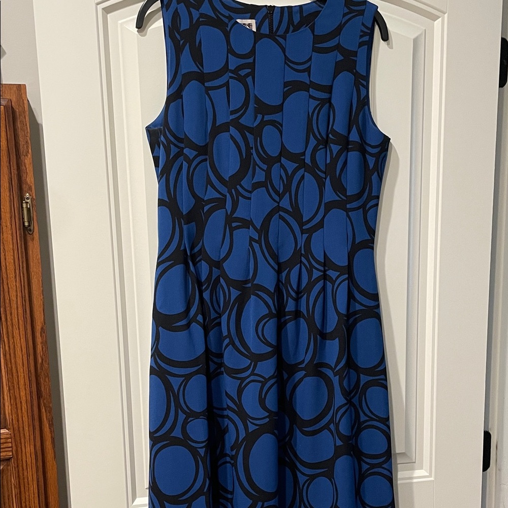 Anne Klein Blue and Black Circle Midi Dress